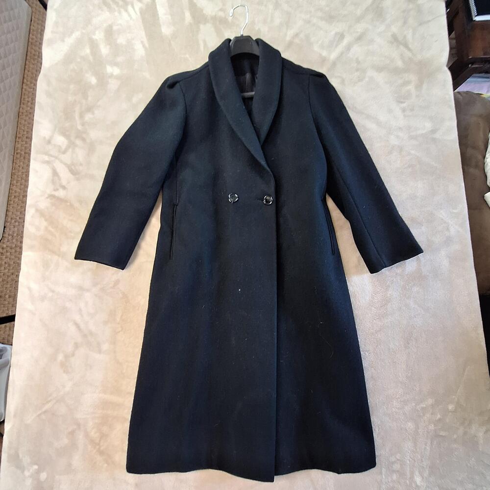 Vintage Central Park Coat Womens Size Black Wool Long Overcoat Lined USA